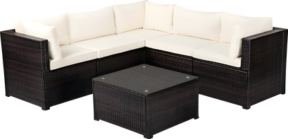 Costway Patio Furniture 6 Pcs Rattan Sectional Sofa Set with Cushions and Coffee Table New - HW70624DK+