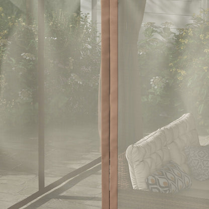 Outsunny 12' x 19' Aluminum Outdoor Pergola with Adjustable Louvered, Curtains & Netting, Natural - 84C-509V00ND