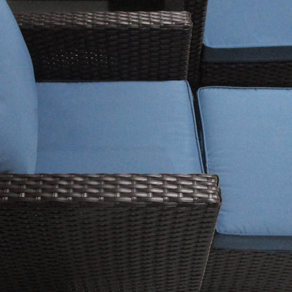 Outsunny 5-Piece Patio Furniture Set with PE Rattan Sofa, Armchairs, Footstools, Cushions, Deep Coffee - 860-311V00CF