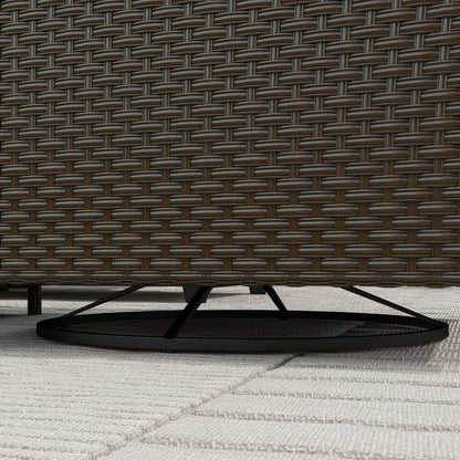 Outsunny 6-Piece Rattan Patio Set with 3-Seater Sofa, Swivel Rockers & 2-Tier Table, Deep Coffee - 860-312V00CF