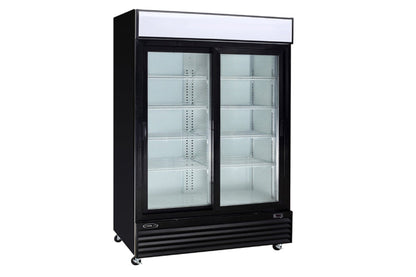Kool-It  52" Wide 2 Slide Door Black Merchandiser Refrigerator - KSM-50