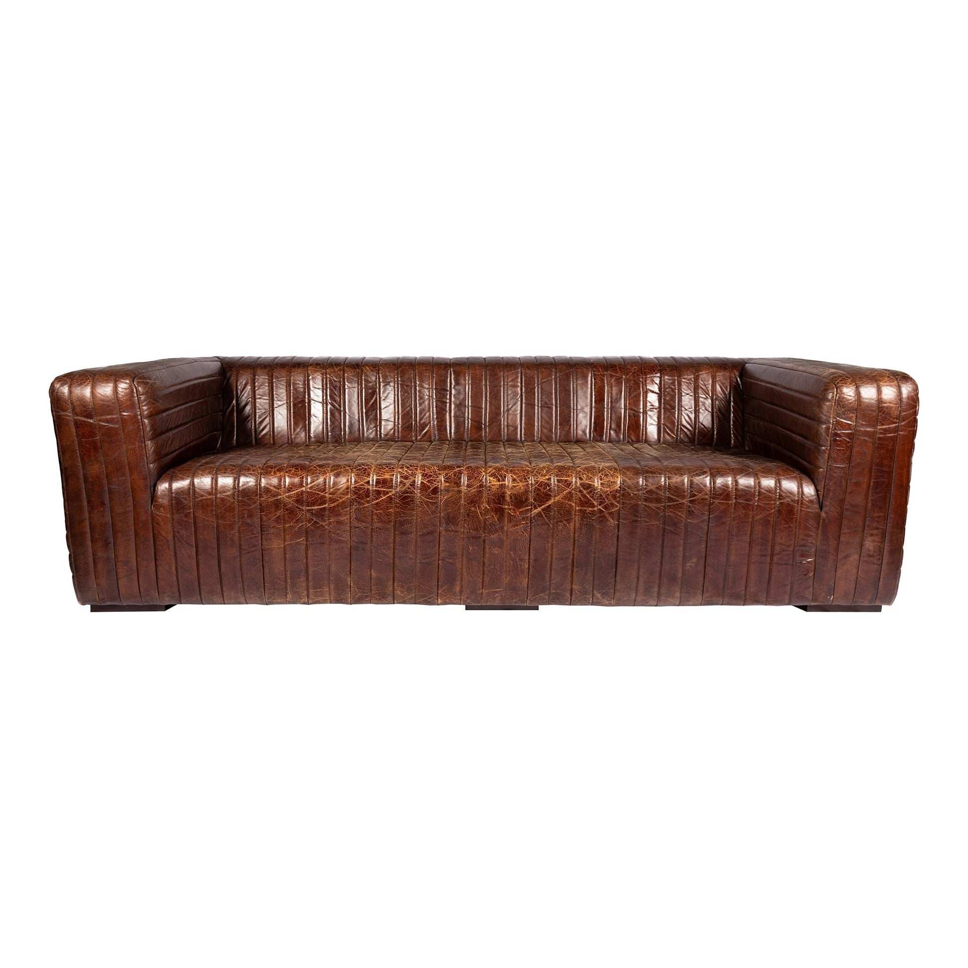 Moe's Home Collection Castle Sofa Cappuccino Brown Leather PK-1009-20
