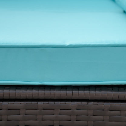 Outsunny 7-Piece All-Weather PE Rattan Sectional Sofa with Glass Coffee Table & Cushions, Turquoise - 860-020CF
