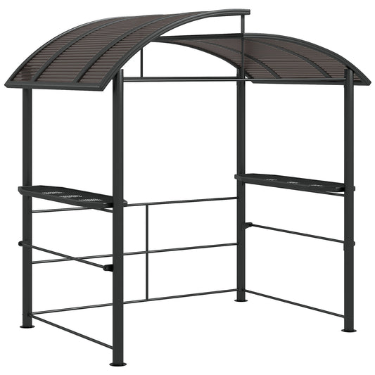 Outsunny 8' x 5' Grill Gazebo Shelter with Vented PC Roof, Side Shelves - 84C-237V01CG
