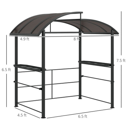 Outsunny 8' x 5' Grill Gazebo Shelter with Vented PC Roof, Side Shelves - 84C-237V01CG