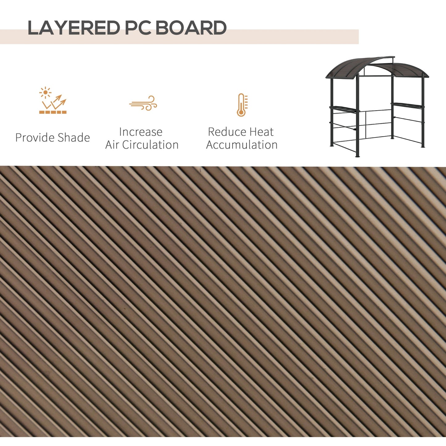 Outsunny 8' x 5' Grill Gazebo Shelter with Vented PC Roof, Side Shelves - 84C-237V01CG