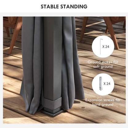 Outsunny 12' x 19' Aluminum Pergola with Adjustable Louvers, Curtains & Netting, Dark Gray- 84C - 509V00CG