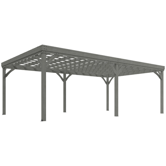 12' x 20' Wooden Pergola with Grape Vine Design & Concrete Anchors, Gray