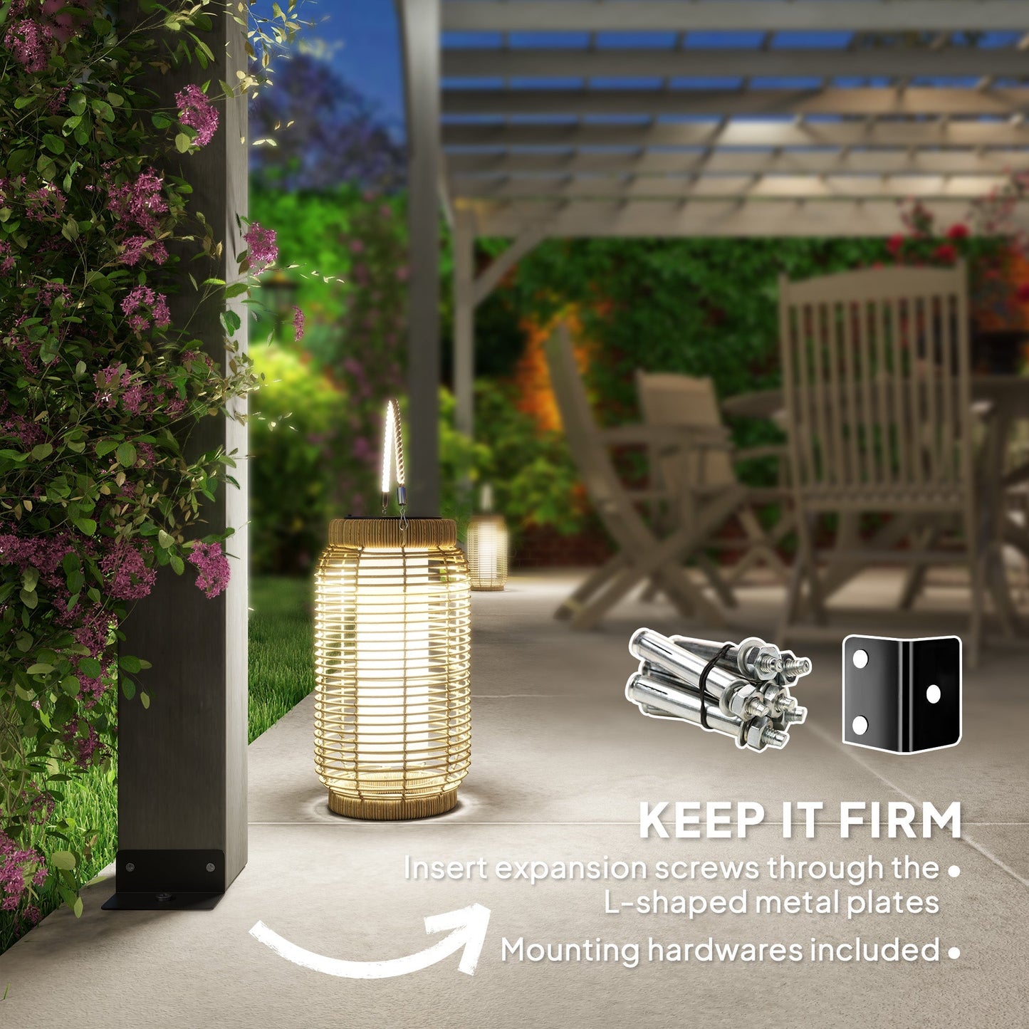 12' x 20' Wooden Pergola with Grape Vine Design & Concrete Anchors, Gray