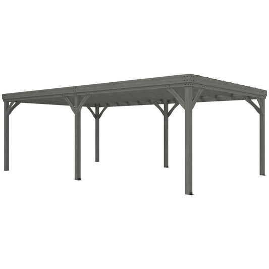 12' x 20' Wooden Pergola with Grape Vine Design & Concrete Anchors, Gray