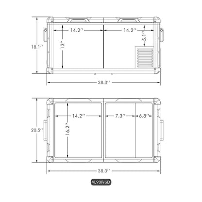 95QT VL90ProD Dual Zone RV 12 volt Fridge Plug in Cooler| ICECO