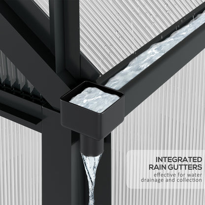 Outsunny 6' x 6' Polycarbonate Greenhouse with Rain Gutter and Roof Vent for Outdoor Garden, Gray - 845-058GY