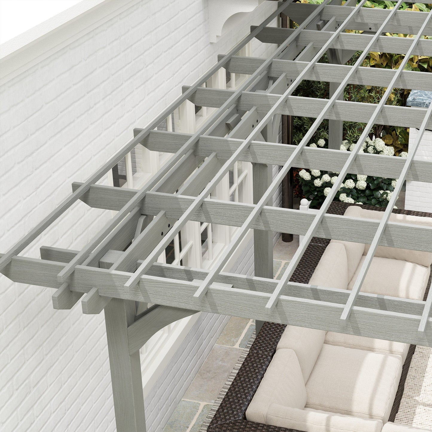 Outsunny 12' x 16' Wood Gazebo Pergola with Sturdy Frame for Climbing Plants, Gray - 84C-417V01GY