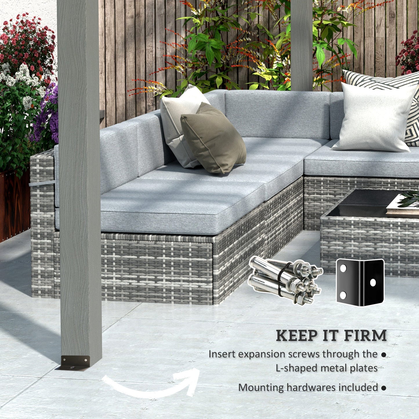 Outsunny 12' x 16' Wood Gazebo Pergola with Sturdy Frame for Climbing Plants, Gray - 84C-417V01GY