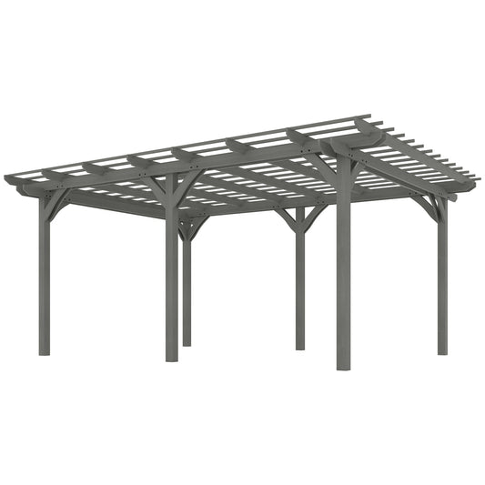 Outsunny 12' x 16' Wood Gazebo Pergola with Sturdy Frame for Climbing Plants, Gray - 84C-417V01GY