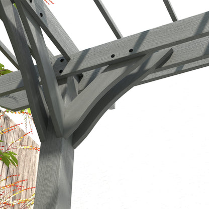 Outsunny 12' x 16' Wood Gazebo Pergola with Sturdy Frame for Climbing Plants, Gray - 84C-417V01GY