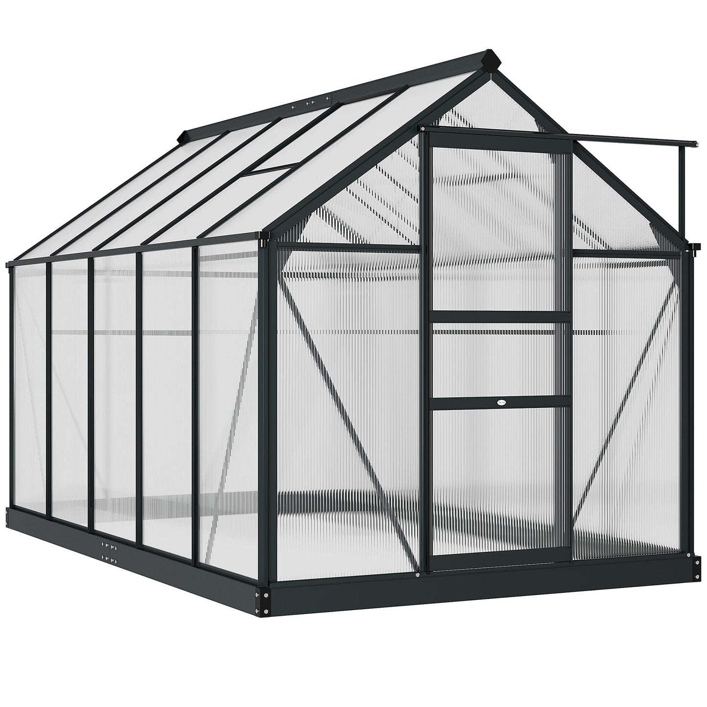 Outsunny BloomGreen 6' x 10' Greenhouse with Rain Gutter and Roof Vent Gray - 845-059V01GY