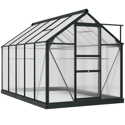 Outsunny BloomGreen 6' x 10' Greenhouse with Rain Gutter and Roof Vent Gray - 845-059V01GY