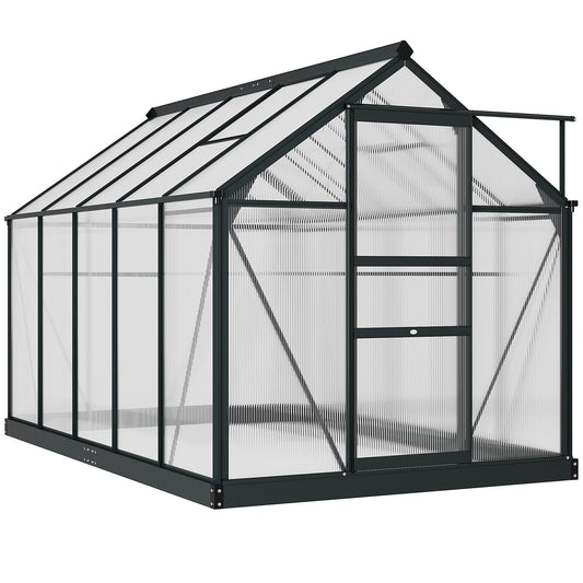 Outsunny BloomGreen 6' x 10' Greenhouse with Rain Gutter and Roof Vent Gray - 845-059V01GY