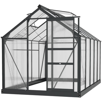 Outsunny BloomGreen 6' x 10' Greenhouse with Rain Gutter and Roof Vent Gray - 845-059V01GY