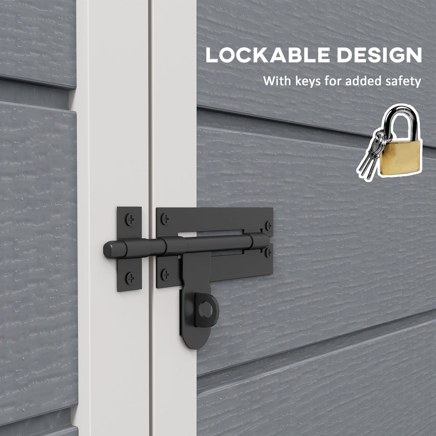 Outsunny 6' x 4.5' Plastic Outdoor Storage Shed with Window, Lockable Doors and Vents, Gray - 845-953V00GY