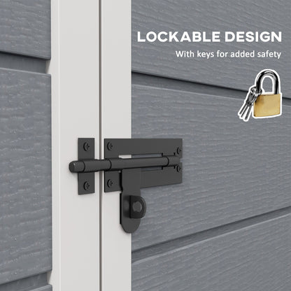 Outsunny 6' x 4.5' Plastic Outdoor Storage Shed with Window, Lockable Doors and Vents, Gray - 845-953V00GY