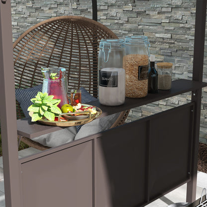 Outsunny 8' x 5' BBQ Grill Gazebo, Double Tiered Roof, Steel Frame, 2 Shelves, Brown - 84C-221V00BN