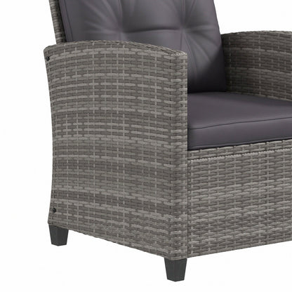 Outsunny 4-Piece PE Wicker Patio Set with Two-tier Coffee Table & Cushions, Charcoal - 860-117V01TN