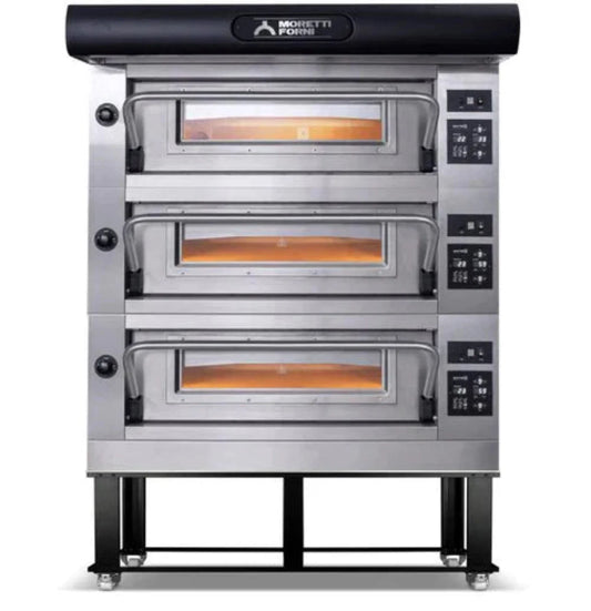 AMPTO Electric Pizza Oven Amalfi 38'' x 29'' x 7'' (Chamber) 208/240/60/3 - 3 Decks with tray guide base - AMALFI B3