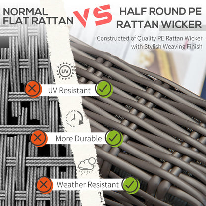 Outsunny 2-Piece Patio Corner Sofa Set with Curved Armrests &amp; Padded Cushions, Dark Blue - 860-204DB