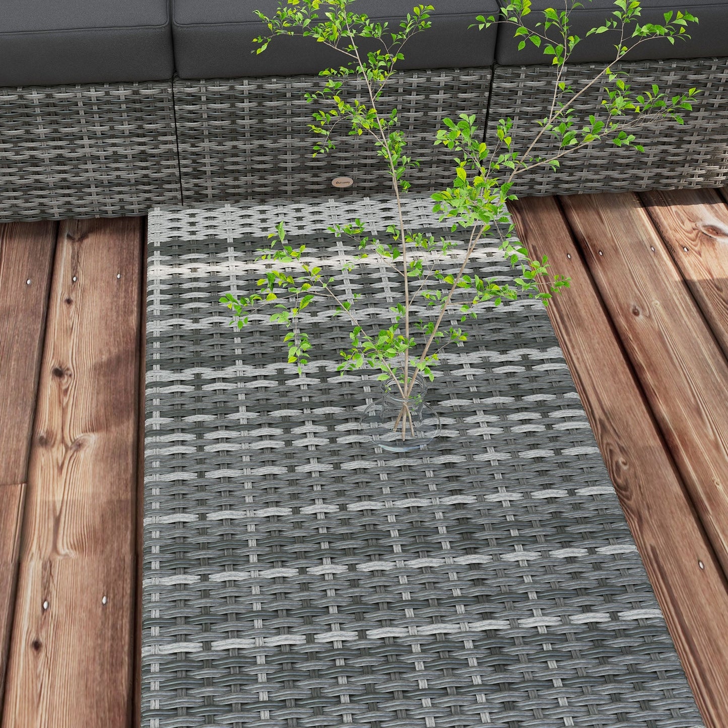 Outsunny 5 Piece Patio Furniture Set with Sofa, Loveseat, Storage Table, Cushions, Dark Gray - 860-309V00GG