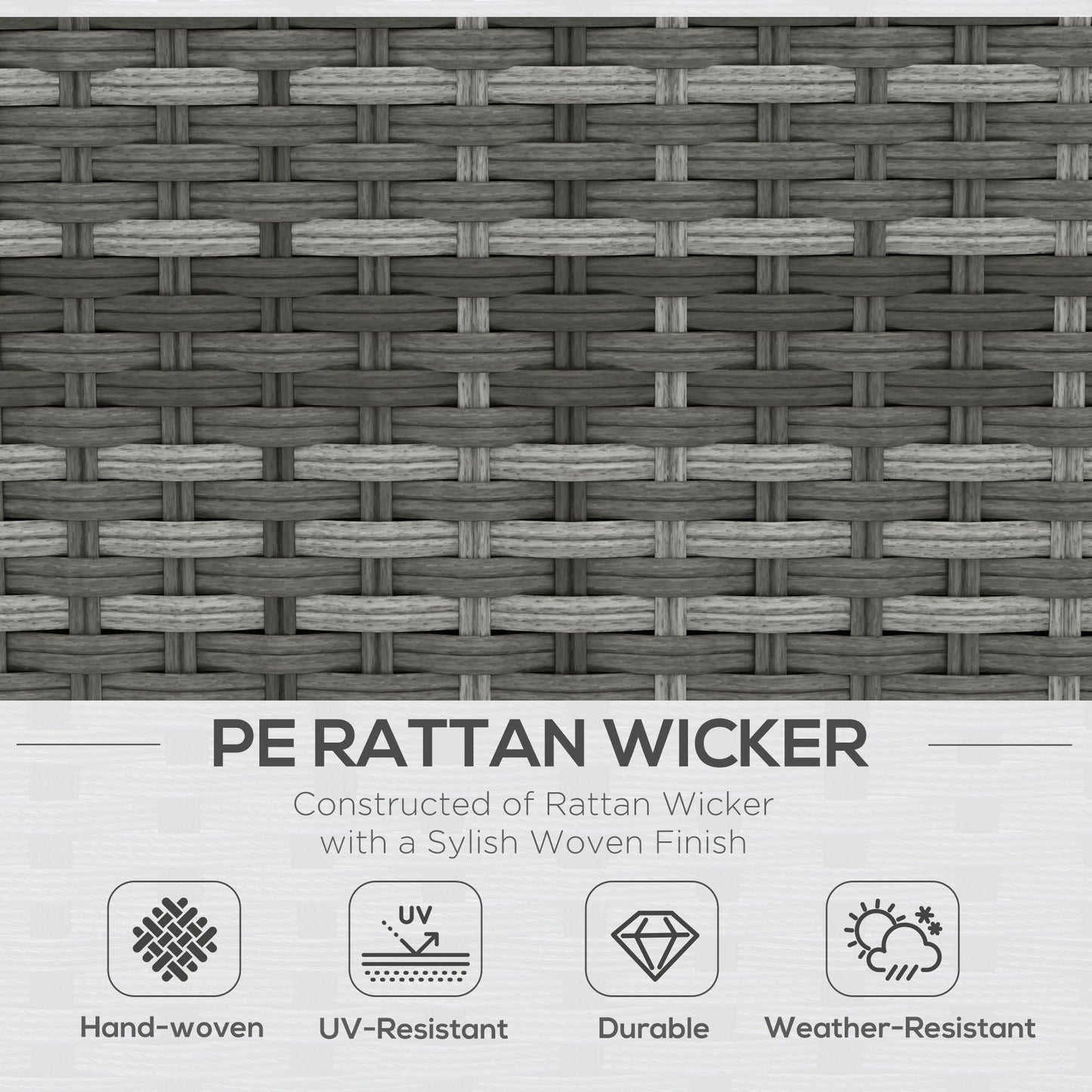 Outsunny 5 Piece Patio Furniture Set with Sofa, Loveseat, Storage Table, Cushions, Dark Gray - 860-309V00GG