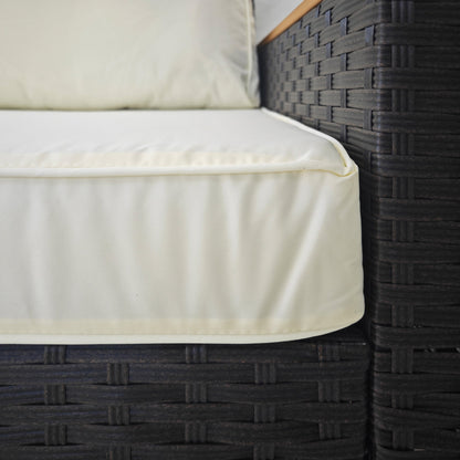 Outsunny 3-Seat Outdoor PE Wicker Sofa with Cushions, Wide Armrests, Beige - 860-304V00BN