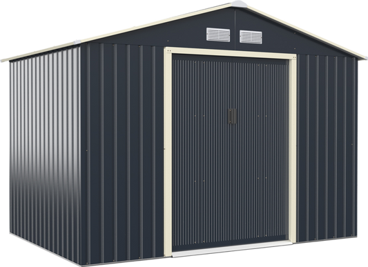 Costway Metal Storage Shed 9' x 6' with Sliding Double Lockable Doors New - GT3732GR+