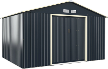 Costway Metal Storage Shed 11' x 8' with Sliding Double Lockable Doors New - GT3733GR+