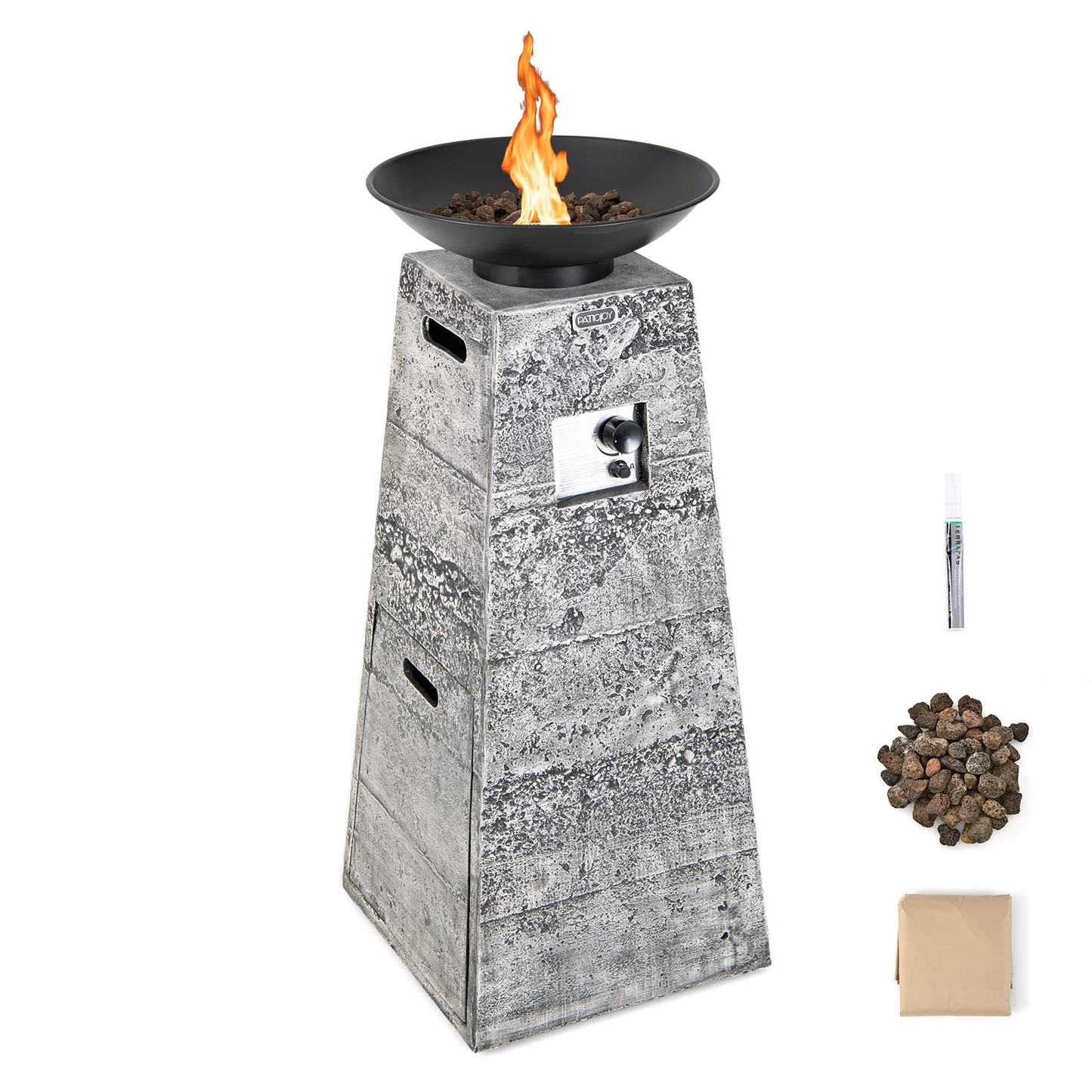 Tangkula 48 Inch Tall Patio Propane Fire Pit Tower - NP10641HS