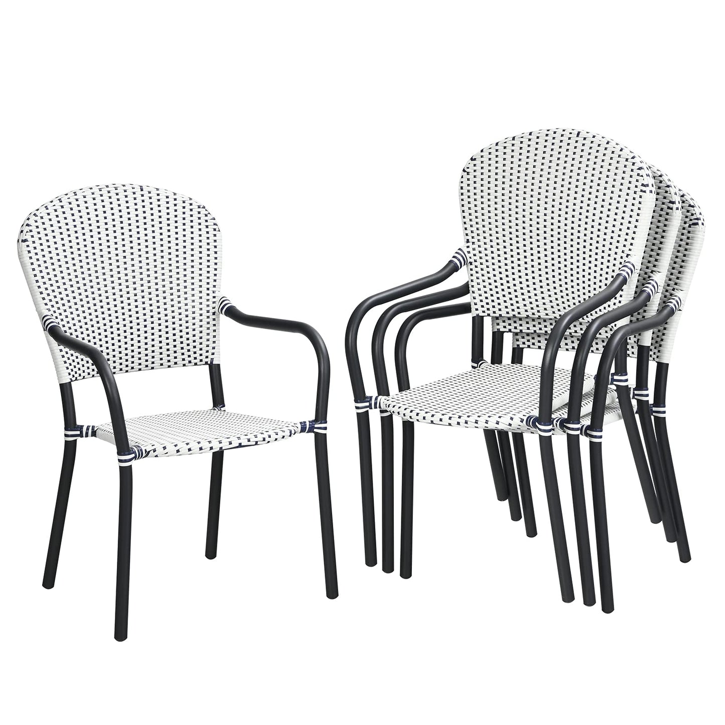 Tangkula Set of 4 Stackable Outdoor Patio Wicker Chairs - NP10073WL