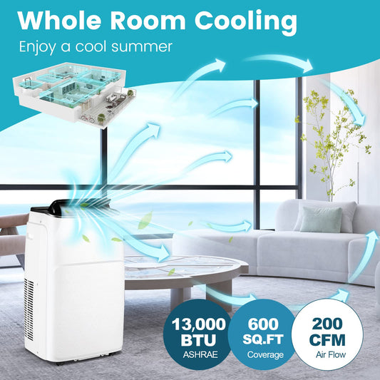 Tangkula Smart Portable Air Conditioner & Heater 13000 BTU, 4-in-1 Stand up AC Unit - FP10269US-WH