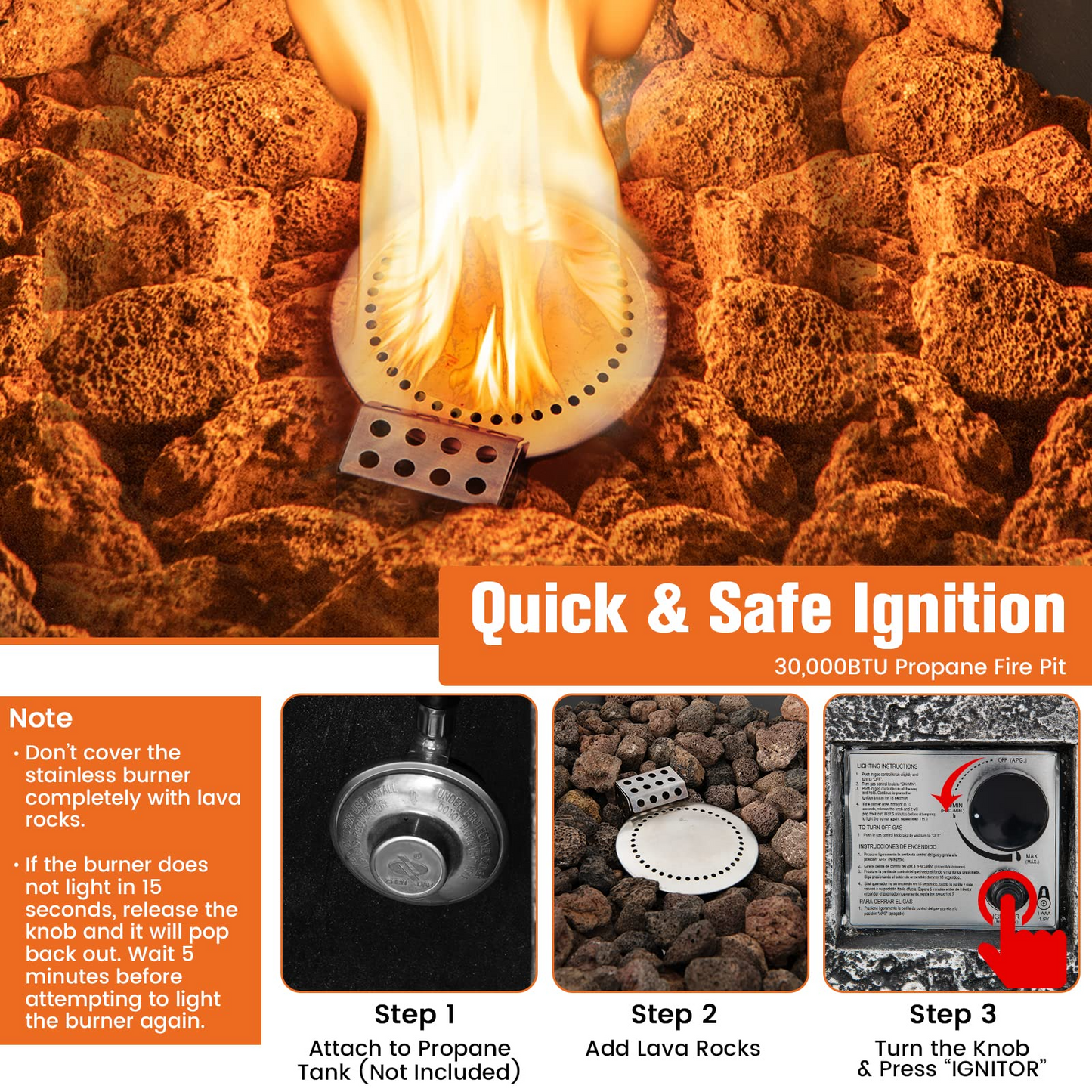 Tangkula 48 Inch Tall Patio Propane Fire Pit Tower - NP10641HS