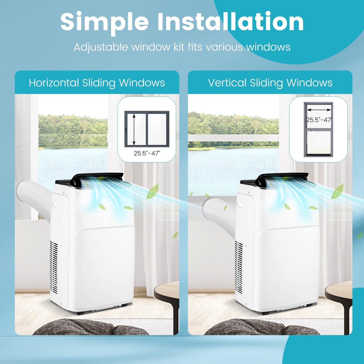 Tangkula Smart Portable Air Conditioner & Heater 13000 BTU, 4-in-1 Stand up AC Unit - FP10269US-WH