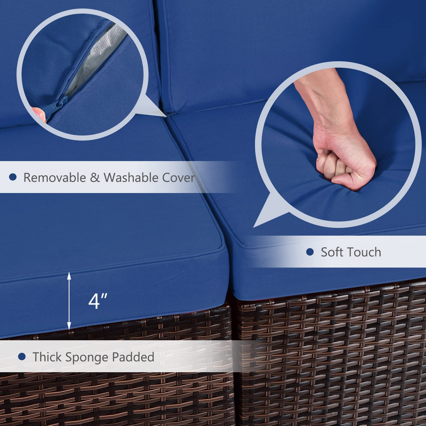 Tangkula 7 Pieces Patio Furniture Set with Fire Pit Table - NP10618CF+HW67937NYA+