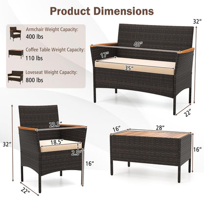 Tangkula Patio Wicker Sofa Set - HW73035BN