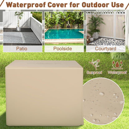 Tangkula 34.5 Inch Faux Stone Propane Fire Pit Table - NP10630WL-GR