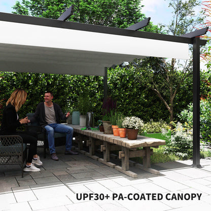 Outsunny 13' x 13' Aluminum Retractable Pergola Canopy, for Garden Patio Backyard Deck, White - 84C-567V00WT