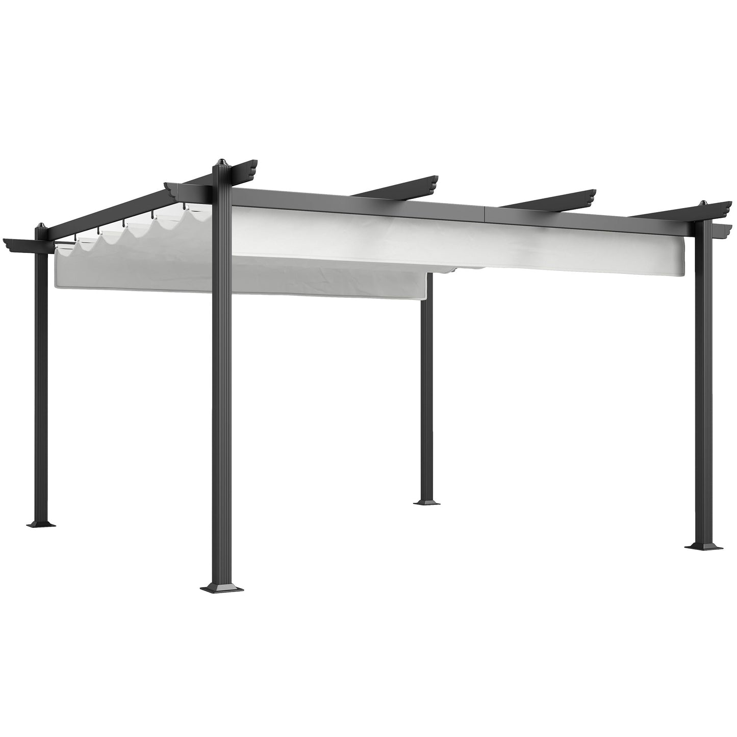 Outsunny 13' x 13' Aluminum Retractable Pergola Canopy, for Garden Patio Backyard Deck, White - 84C-567V00WT