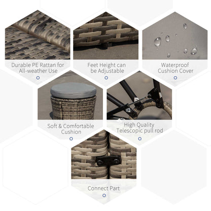 Outsunny 4-Piece Round Convertible Daybed with Adjustable Canopy, Sectional Sofa, 2 Chairs, Table, Dark Gray - 862-021CG