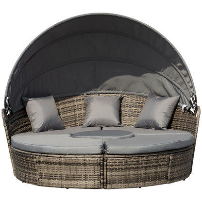 Outsunny 4-Piece Round Convertible Daybed with Adjustable Canopy, Sectional Sofa, 2 Chairs, Table, Dark Gray - 862-021CG
