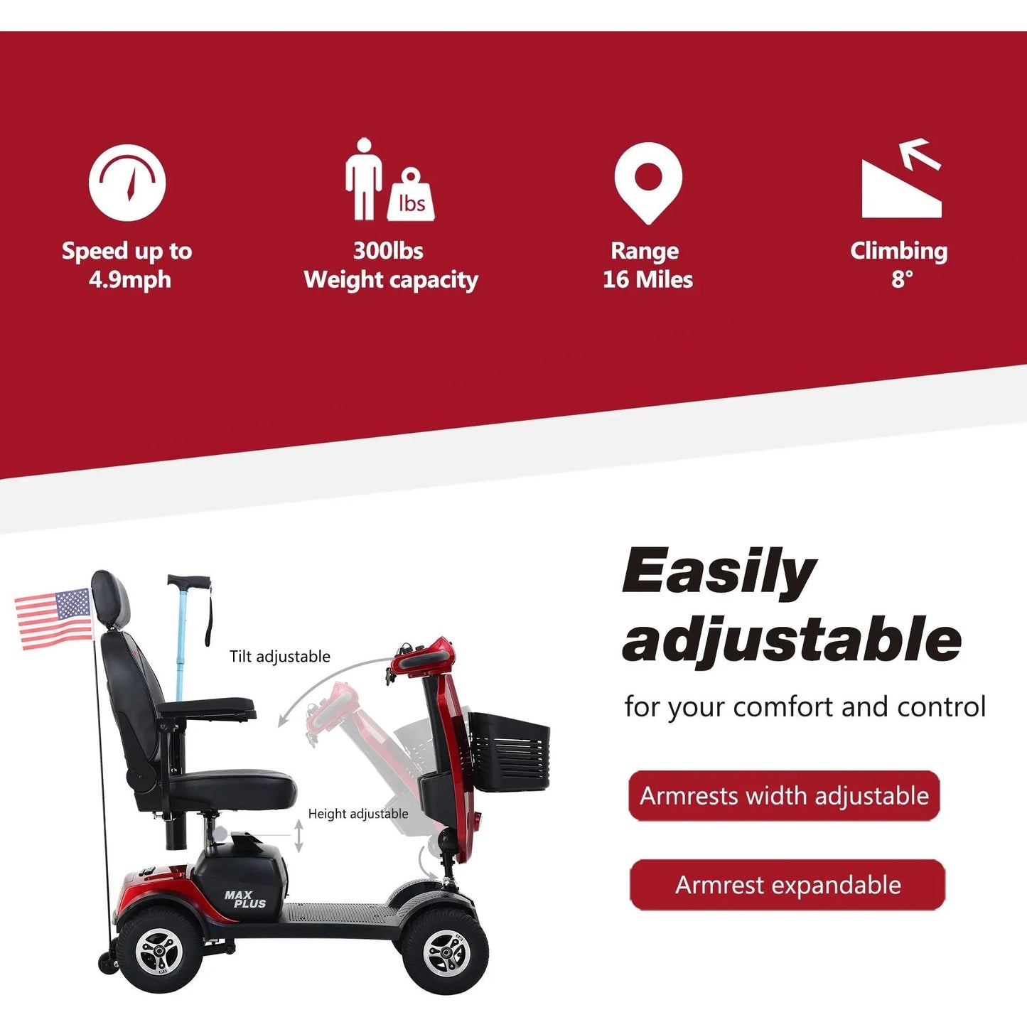 Metro Mobility MAX PLUS Full-Size 4-Wheel Mobility Scooter