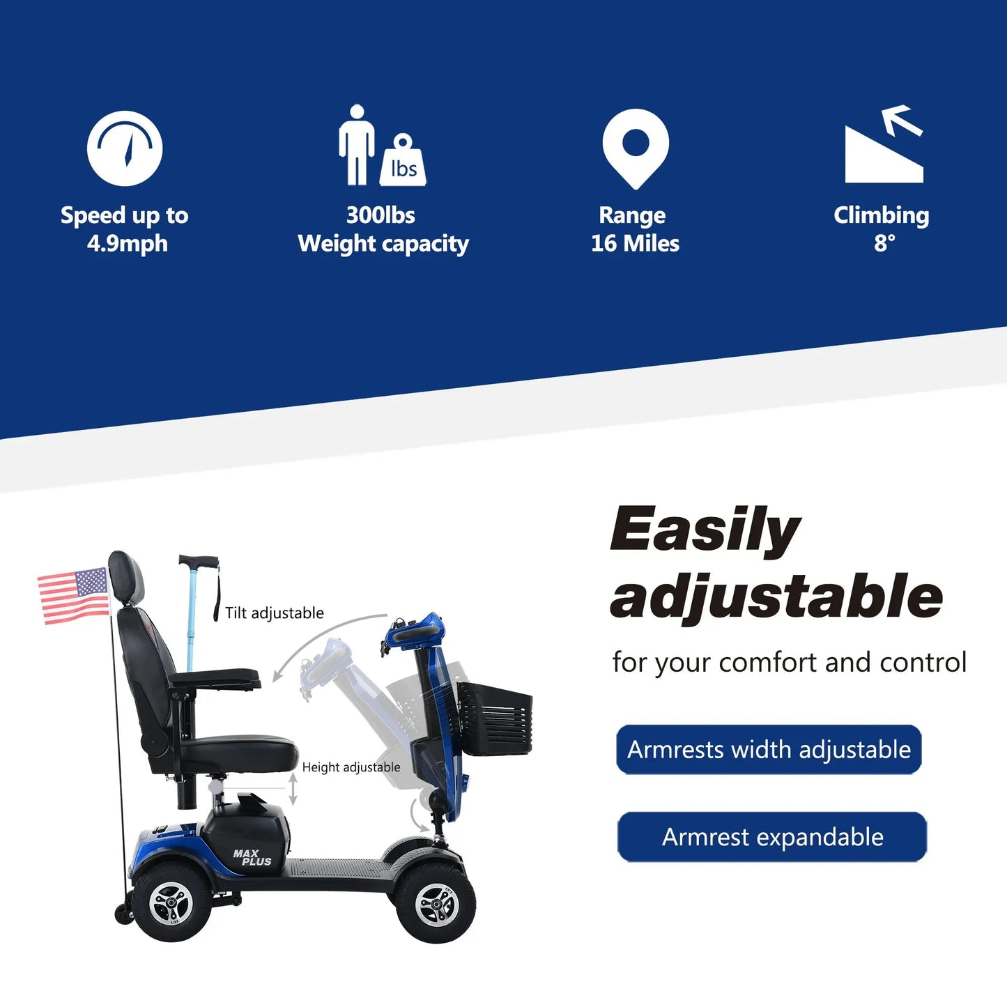 Metro Mobility MAX PLUS Full-Size 4-Wheel Mobility Scooter