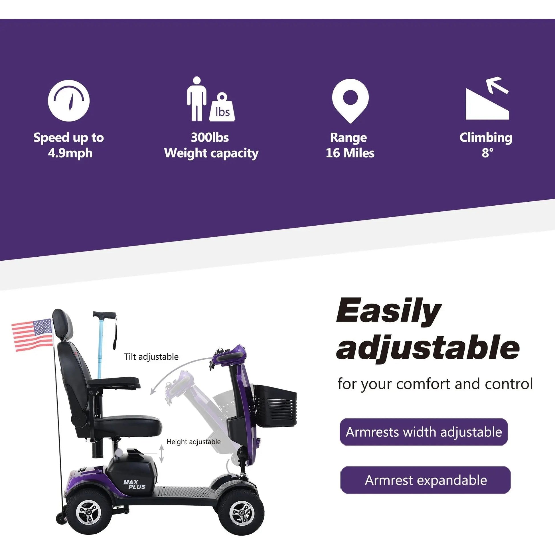 Metro Mobility MAX PLUS Full-Size 4-Wheel Mobility Scooter
